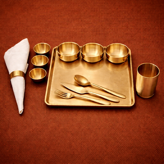 Bronze Dinner Set - Square Woods | 13 Items